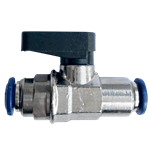 This shut off valve has 3/8" push to connect tube fitting connections on both ends. This can be used when you want to turn off a section of your system.